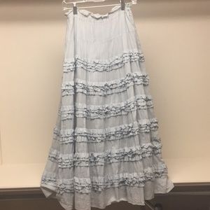 Ruffled long cotton skirt short cotton lining